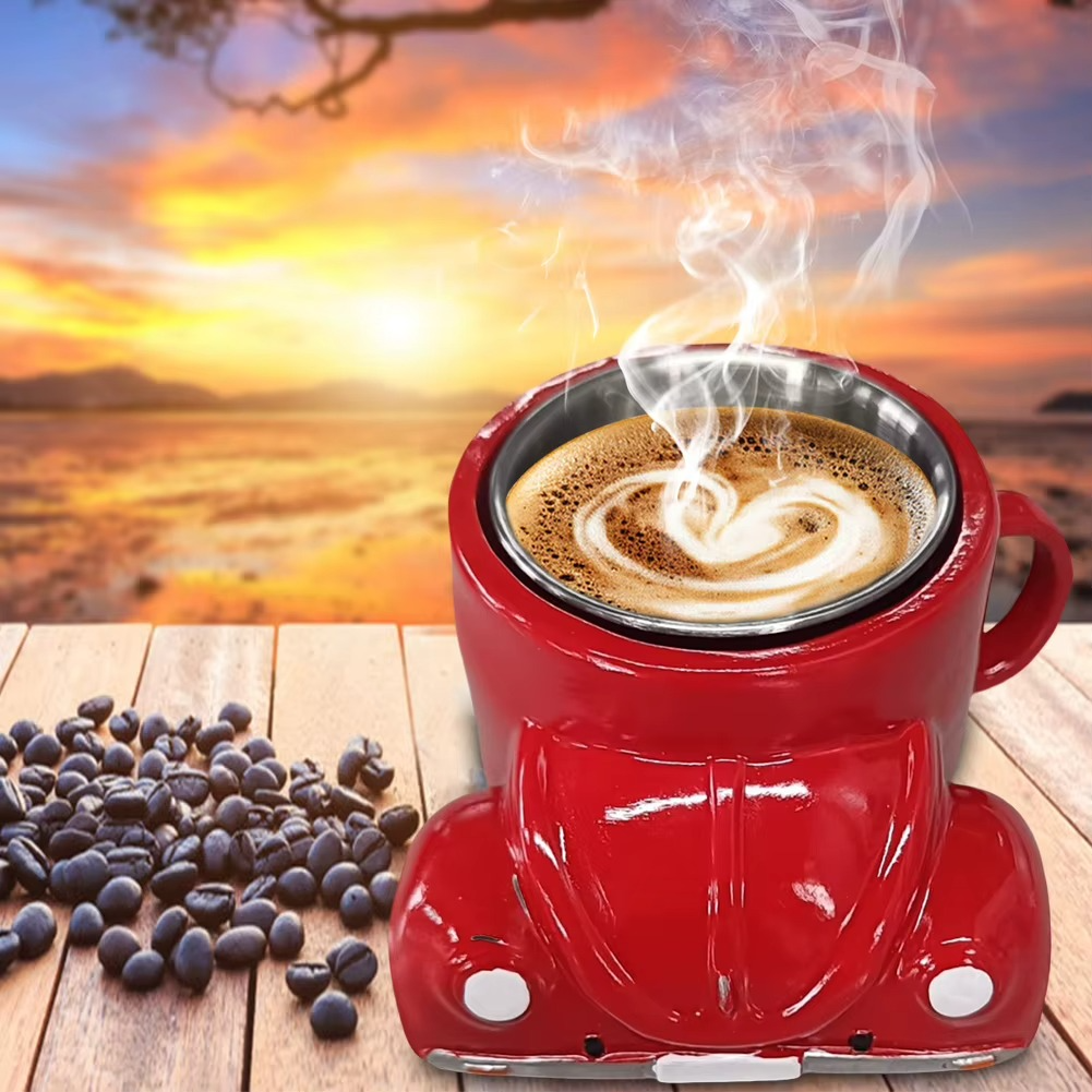 Viralloft™ BeetleSips Hand Made Retro Beetle Car Coffee Mug – Drive Your Mornings in Style!