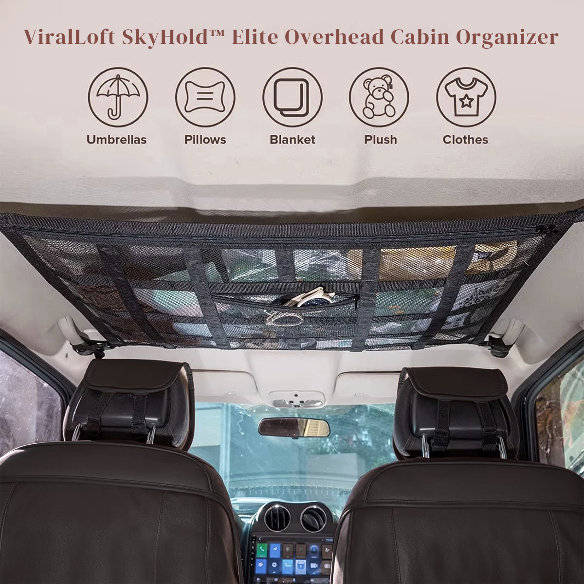 ViralLoft SkyHold™ Elite Overhead Cabin Car Organizer