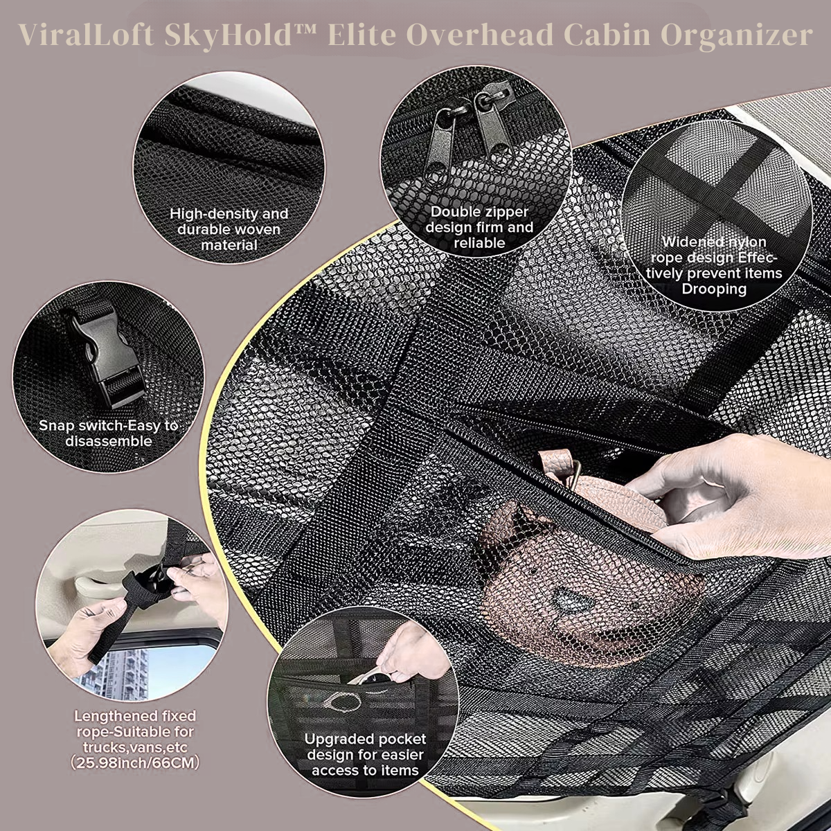 ViralLoft SkyHold™ Elite Overhead Cabin Car Organizer